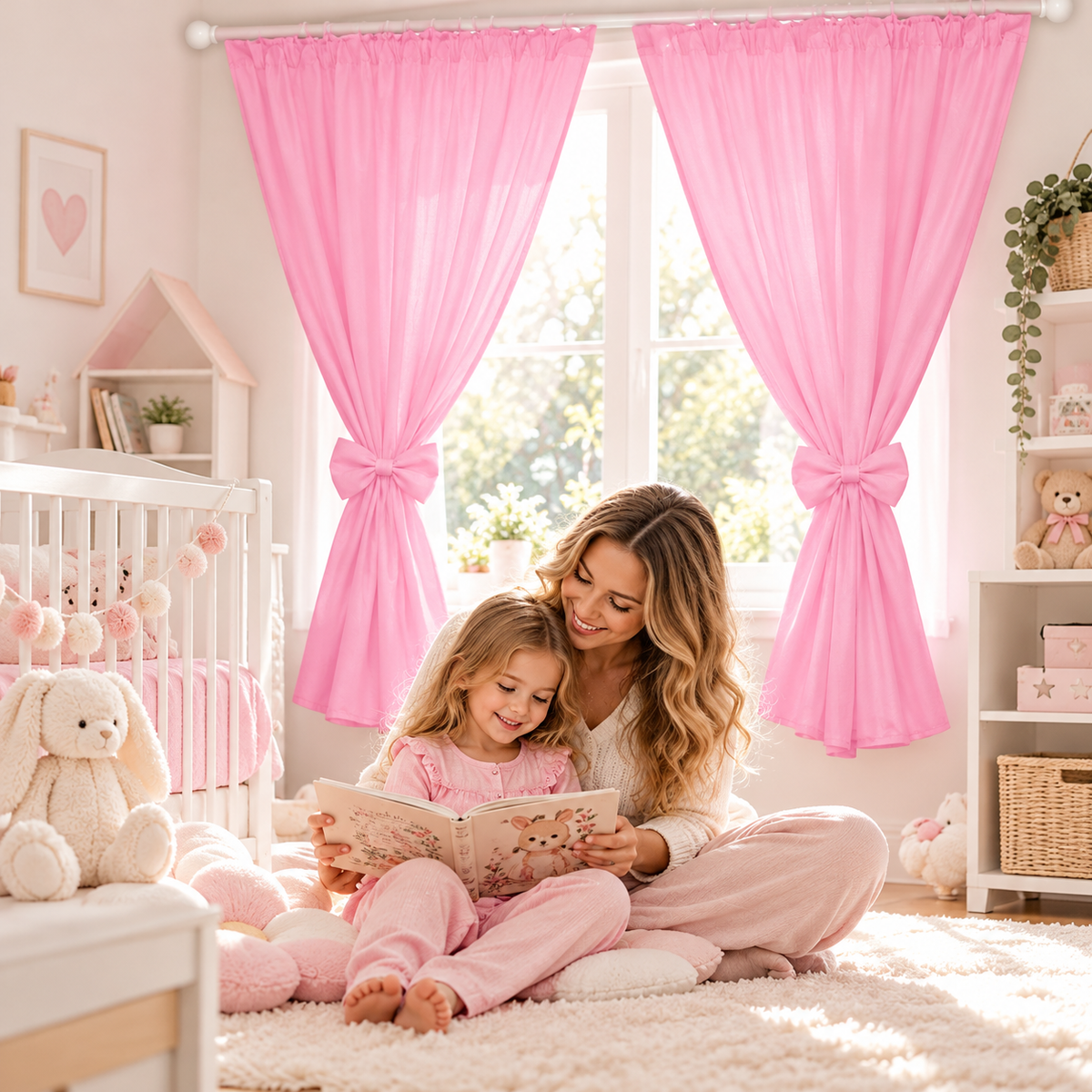 Nursery Curtains for Babies & Toddler's Bedroom Pink