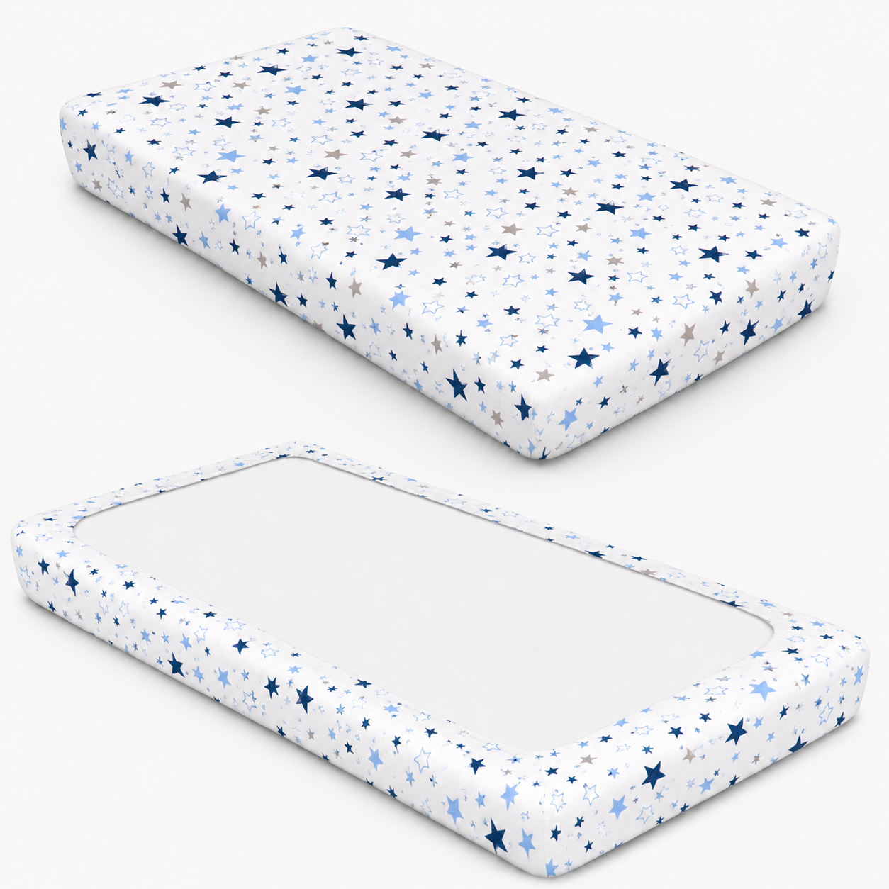 BABYMAM Baby Cot Bed Fitted Sheet 120x60 cm 100% Cotton, Soft Breathable Printed Fitted Sheet for Baby Cot Mattress (Blue Milky Way)