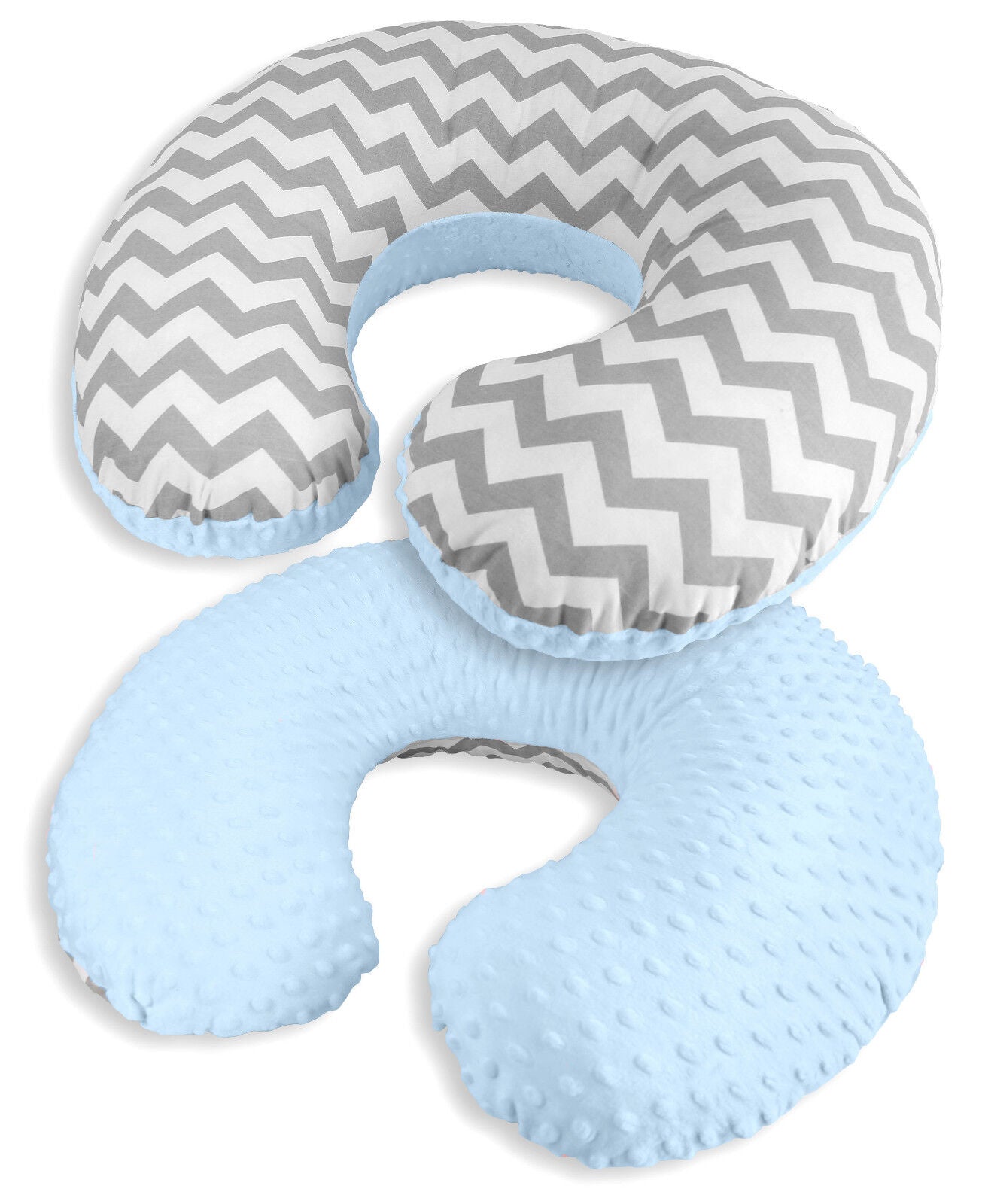 Baby Feeding Pillow Dimple Nursing Breastfeeding Pregnancy Pillow+Cover Blue/ zig zag