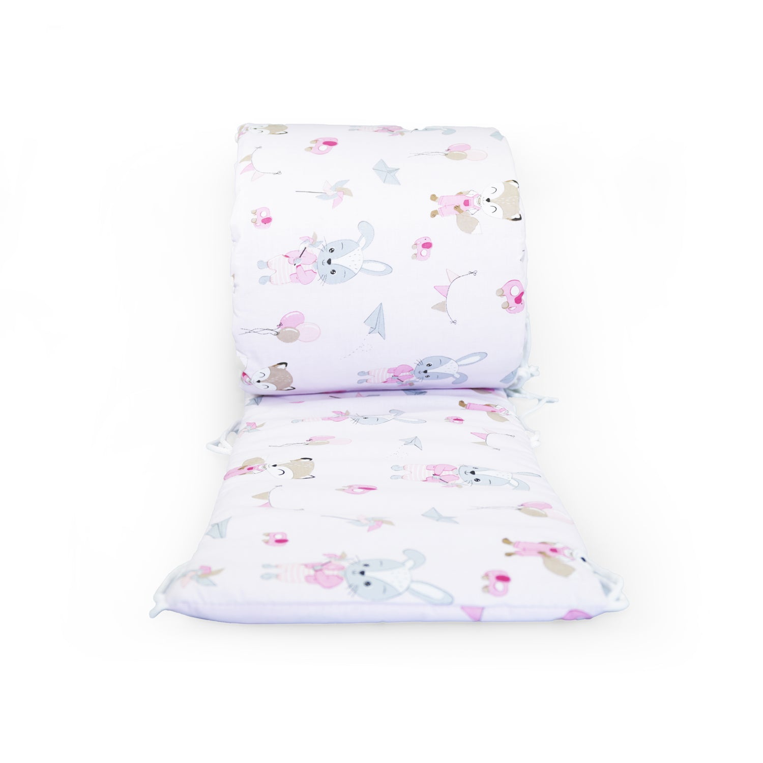 Baby Padded Straight Cot Liner Cotton fit Cot 180x30cm Fox and Rabbit