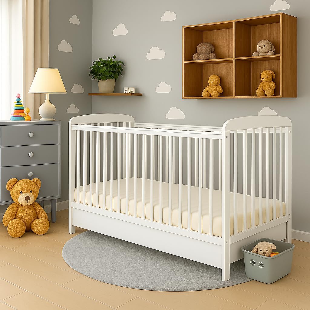 Luxury Baby Cot Crib Oliver with Drawer and Free Mattress 120x60cm