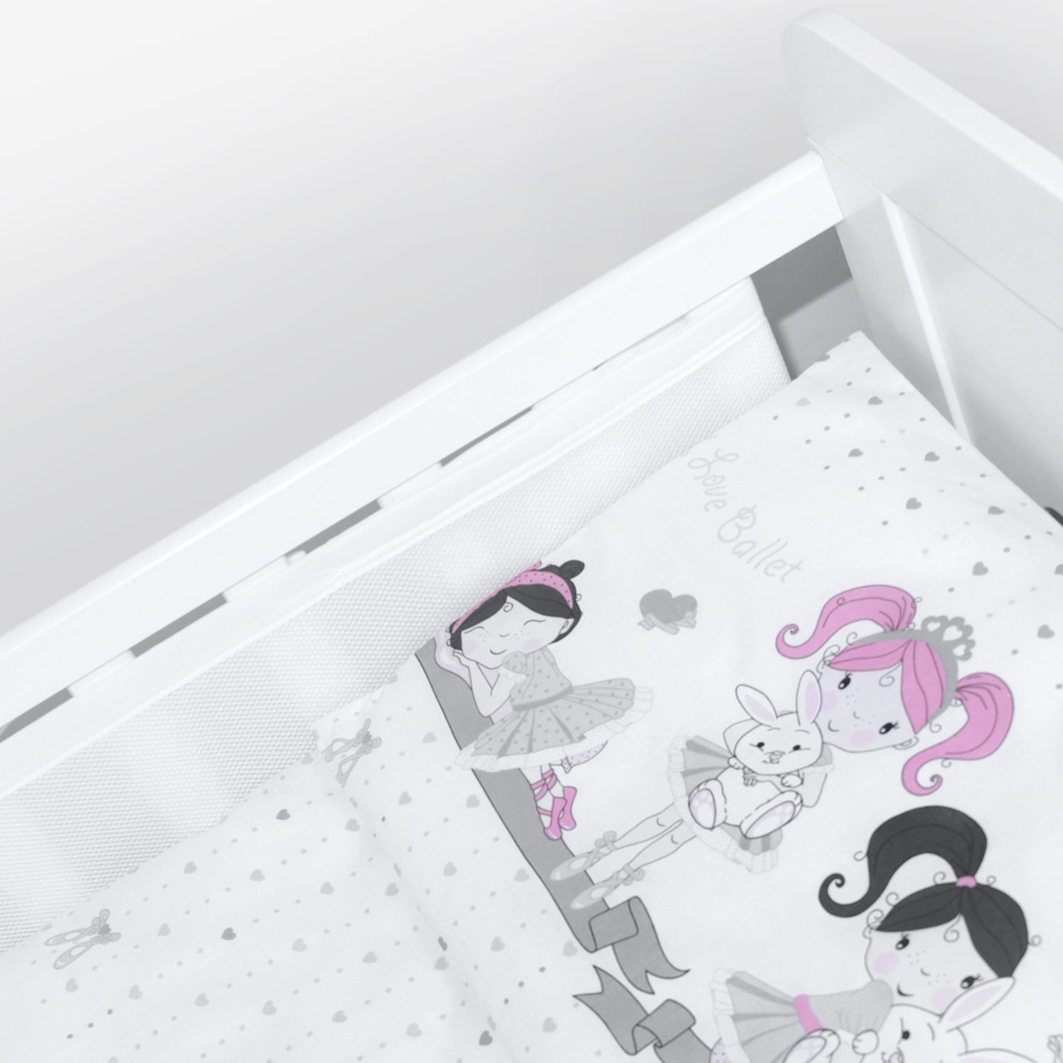 Baby Cot Bedding Set 3Pc Fit Cot 120x60cm Ballerina Grey