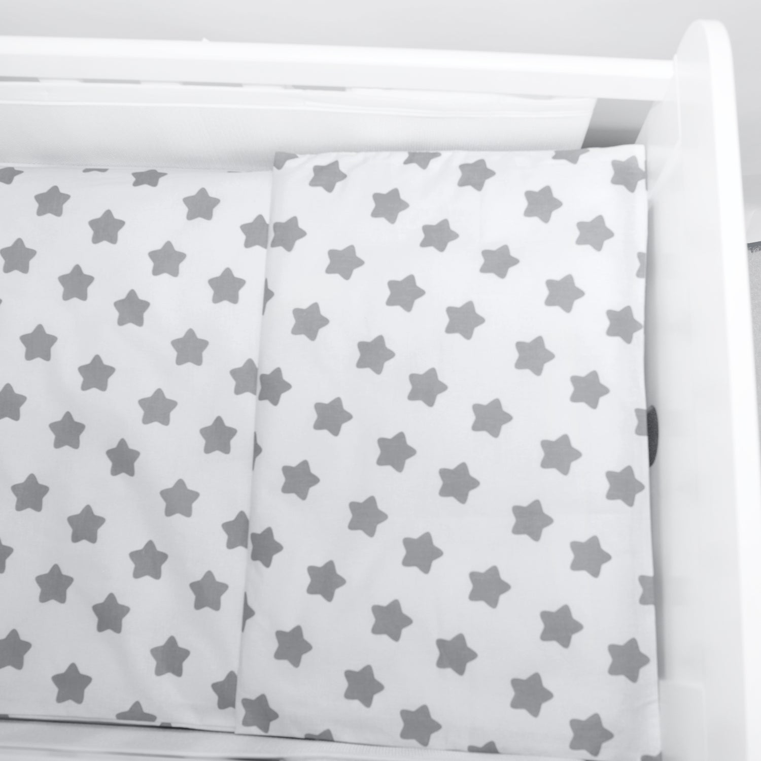 Baby Cot Bedding Set 6Pc Fit Cot 120x60cm Big Grey on White - MyHappy Baby