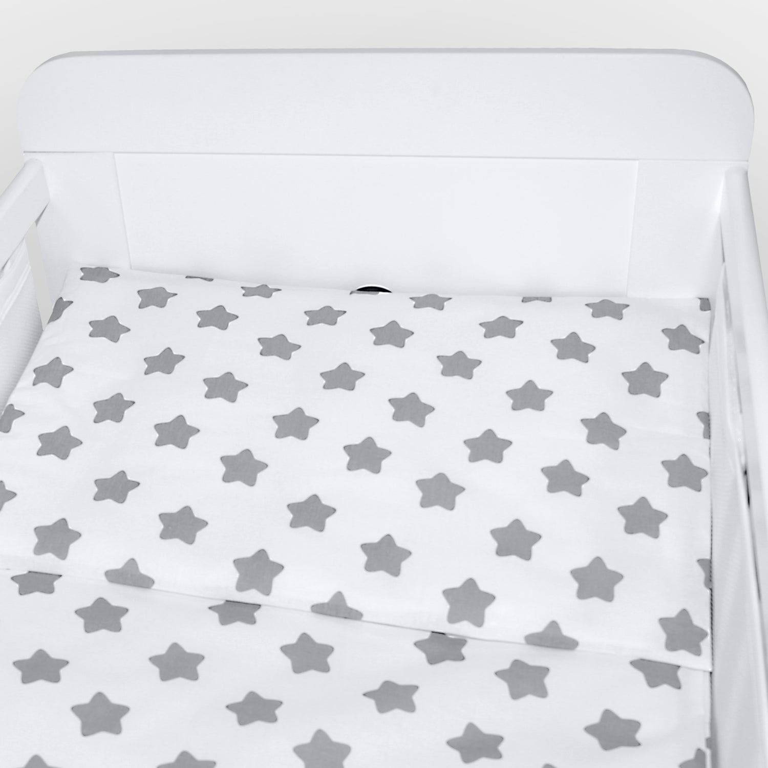 Baby Cot Bedding Set 6Pc Fit Cot 120x60cm Big Grey on White - MyHappy Baby