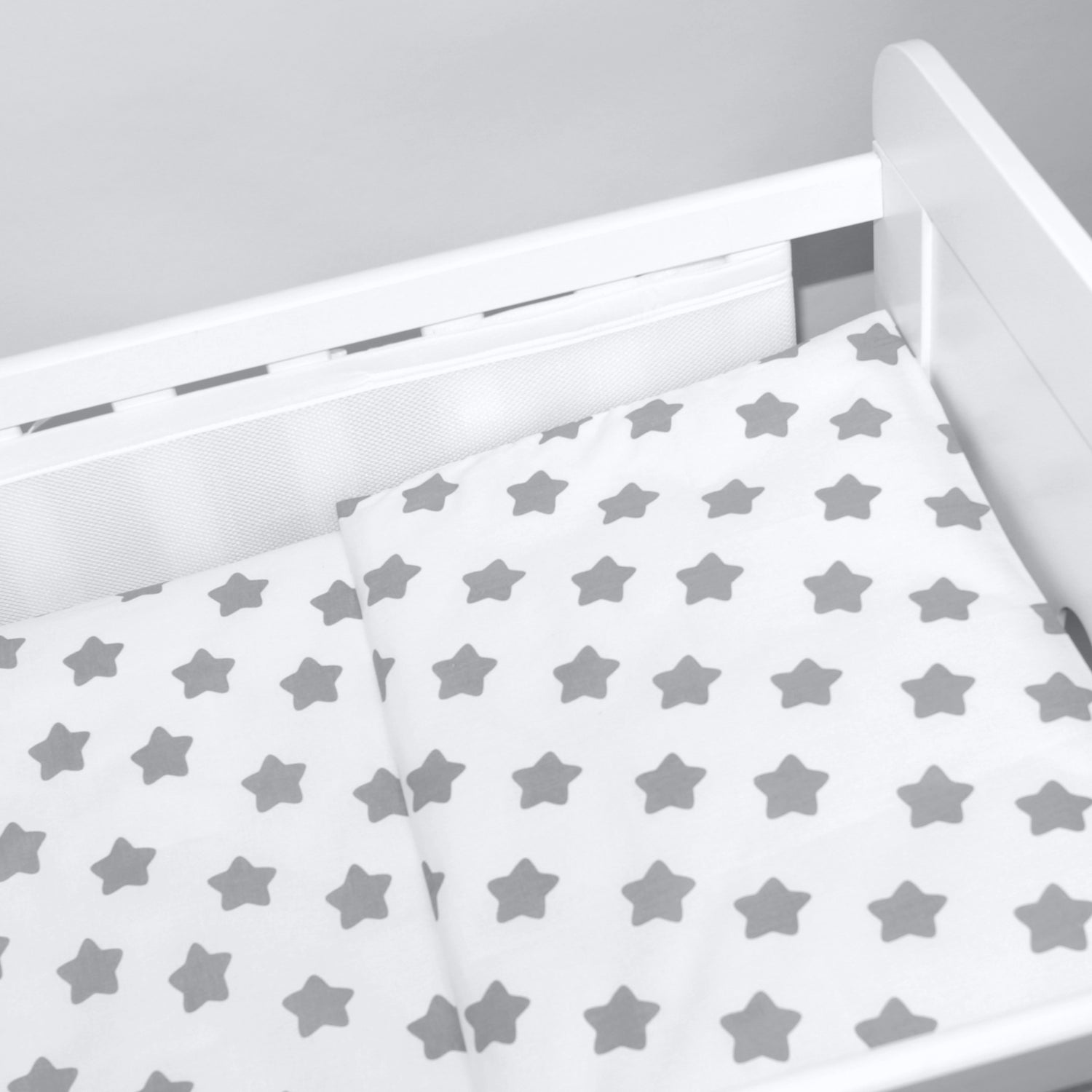 Baby Cot Bedding Set 6Pc Fit Cot 120x60cm Big Grey on White - MyHappy Baby