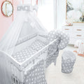 Baby Cotbed Bedding Set 14Pc Fit Cot 140x70 Big white on grey