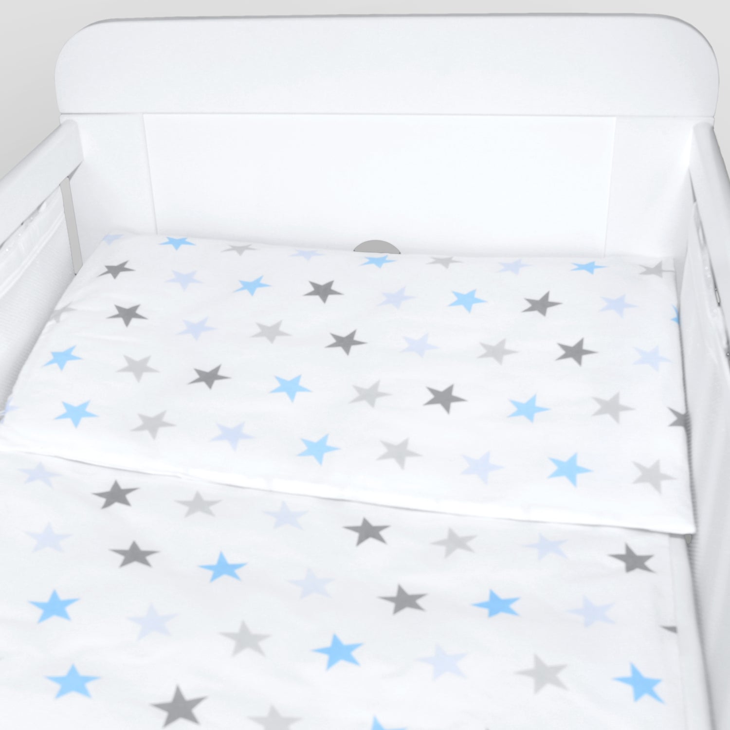Baby Cot Bedding Set 6Pc Fit Cot 120x60cm Grey Blue Stars