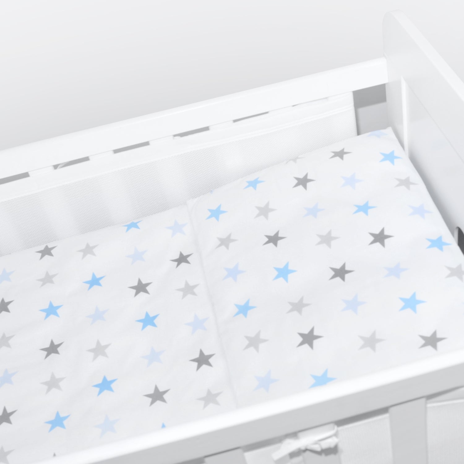 Baby Cot Bedding Set 6Pc Fit Cot 120x60cm Grey Blue Stars