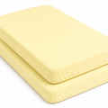 2PC Baby Jersey Organic 100% Cotton Fitted Sheet for Travel Cot Mattress 95x65cm (Yellow)
