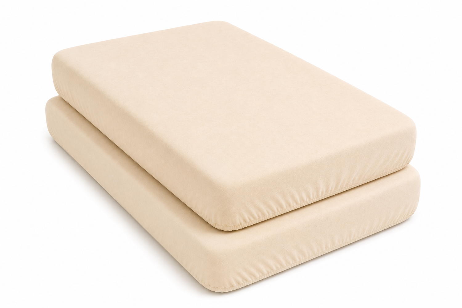 2PC Baby Jersey Organic 100% Cotton Fitted Sheet for Travel Cot Mattress 95x65cm (Beige)