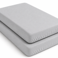 2PC Baby Jersey Organic 100% Cotton Fitted Sheet for Travel Cot Mattress 95x65cm (Light Grey)