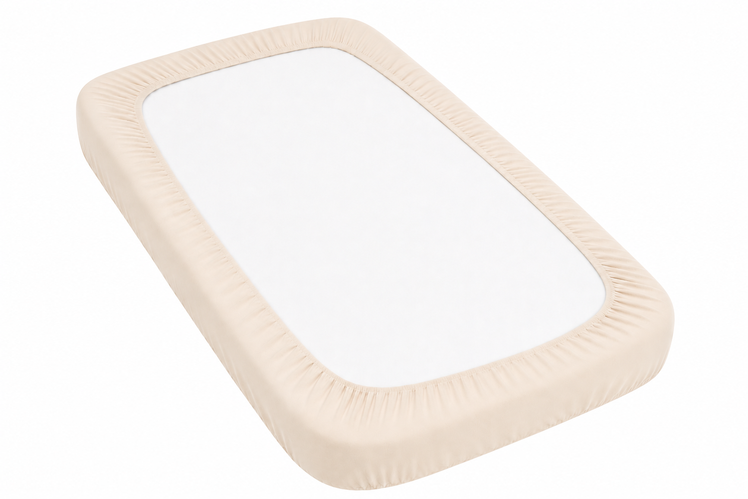 2PC Baby Jersey Organic 100% Cotton Fitted Sheet for Travel Cot Mattress 95x65cm (Beige)