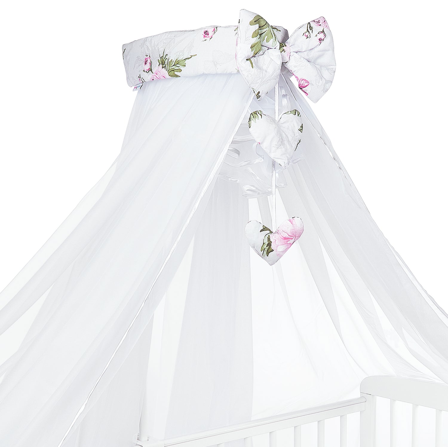 Canopy Holder Pole Bar Drape Mosquito Net with Ribbon COTBED/ COT Peony and Butterflies