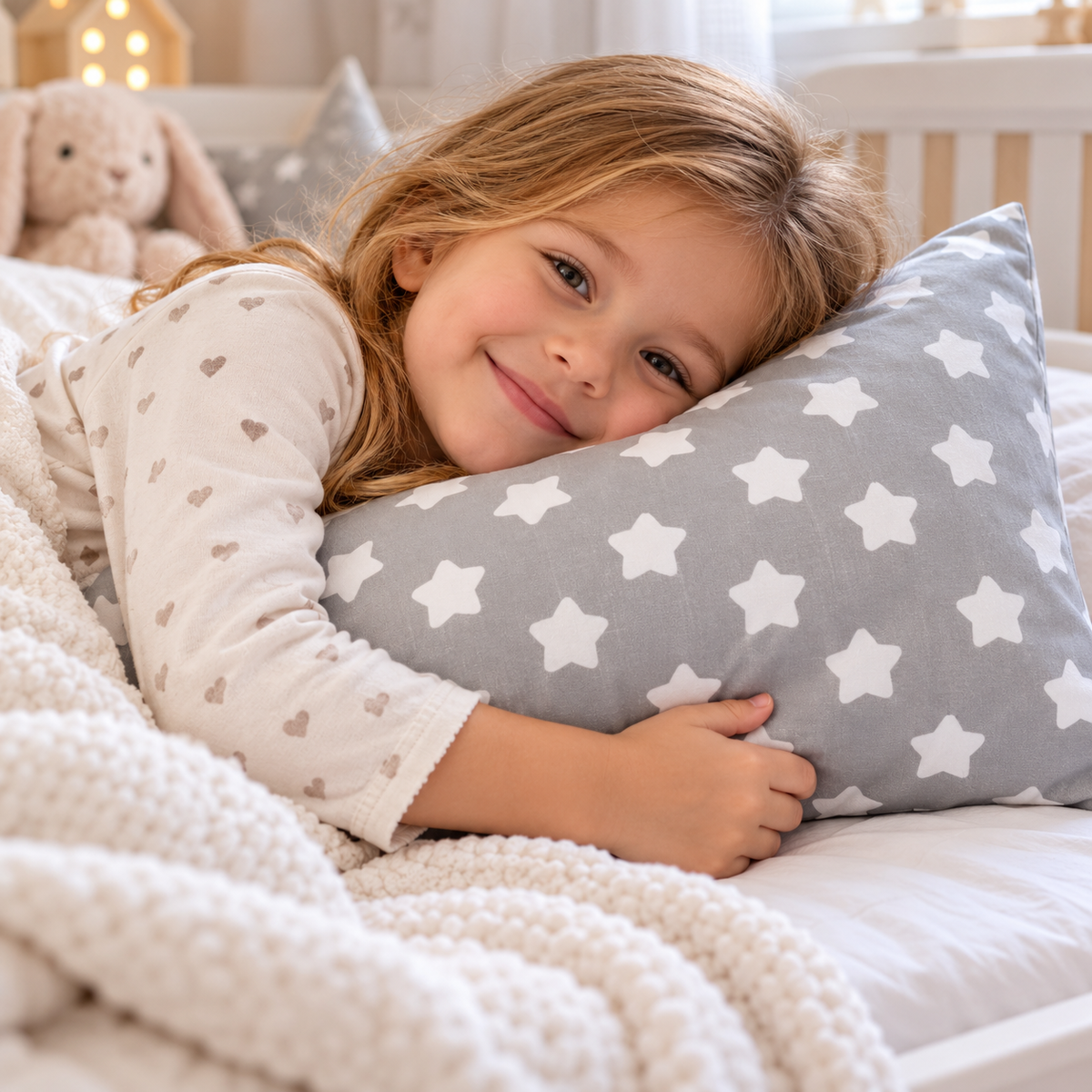 Pillow with Filling 60x40 cm – Big White Stars on Grey