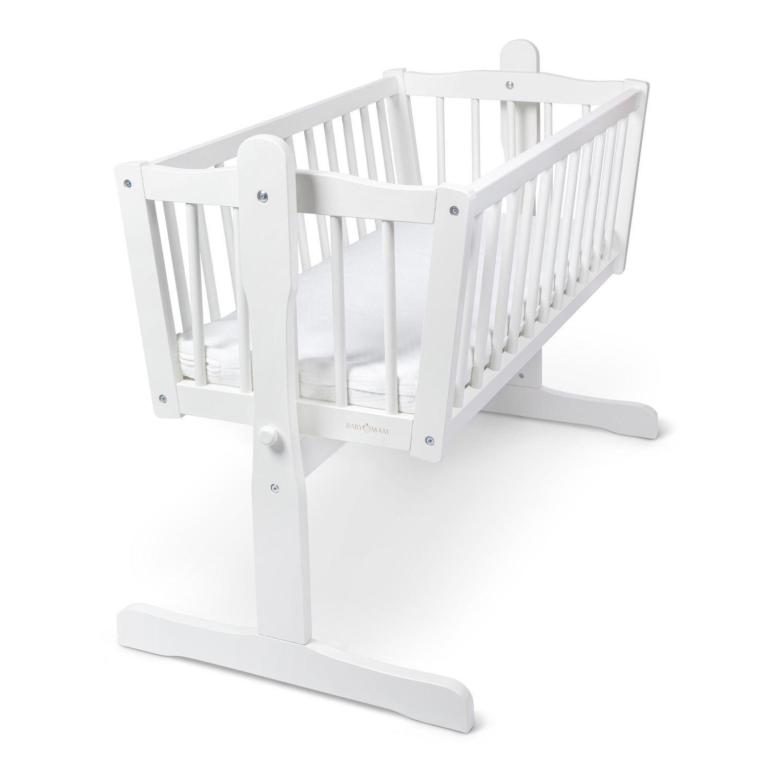 BABYMAM Wooden Rocking Crib Lula 90x40 cm – Baby Cradle with Swing & Locking Mechanism, Free Mattress.