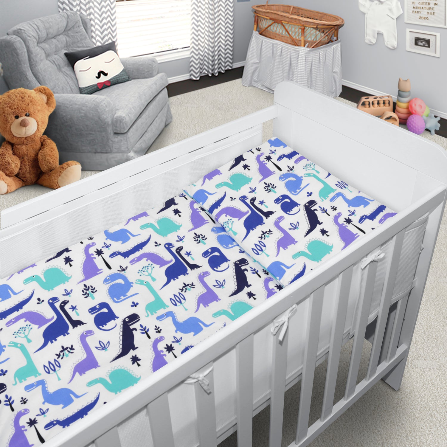 Baby Cot Bedding Set 3Pc Fit Cot 120x60cm Dinosaurs