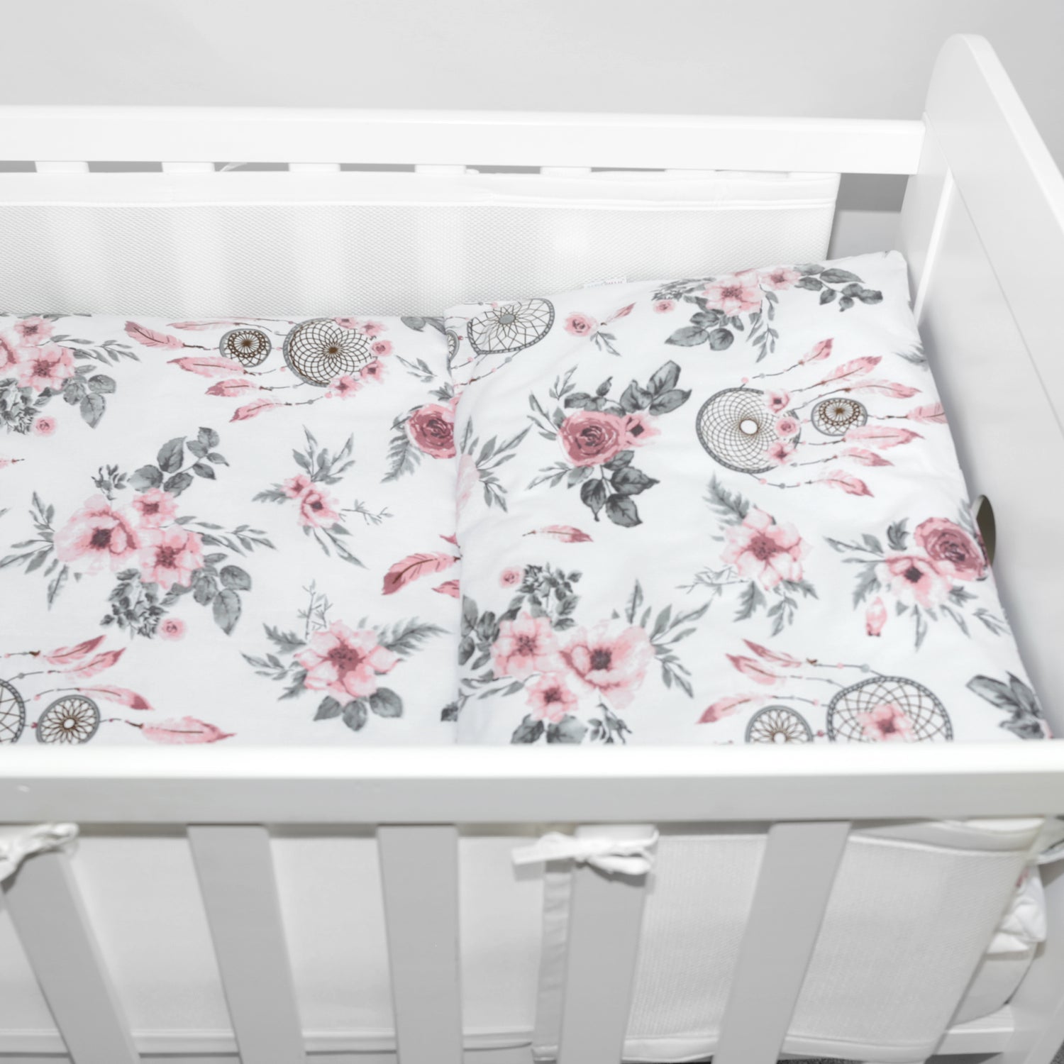 Baby Cot Bedding Set 6Pc Fit Cot 120x60cm Dream Catcher Peach