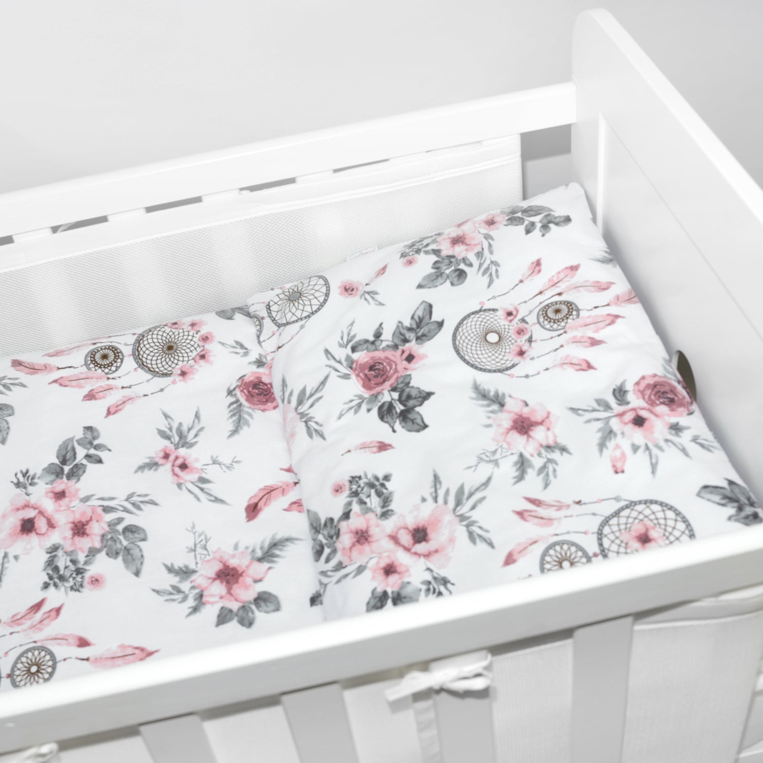 Baby Cot Bedding Set 6Pc Fit Cot 120x60cm Dream Catcher Peach - MyHappy Baby
