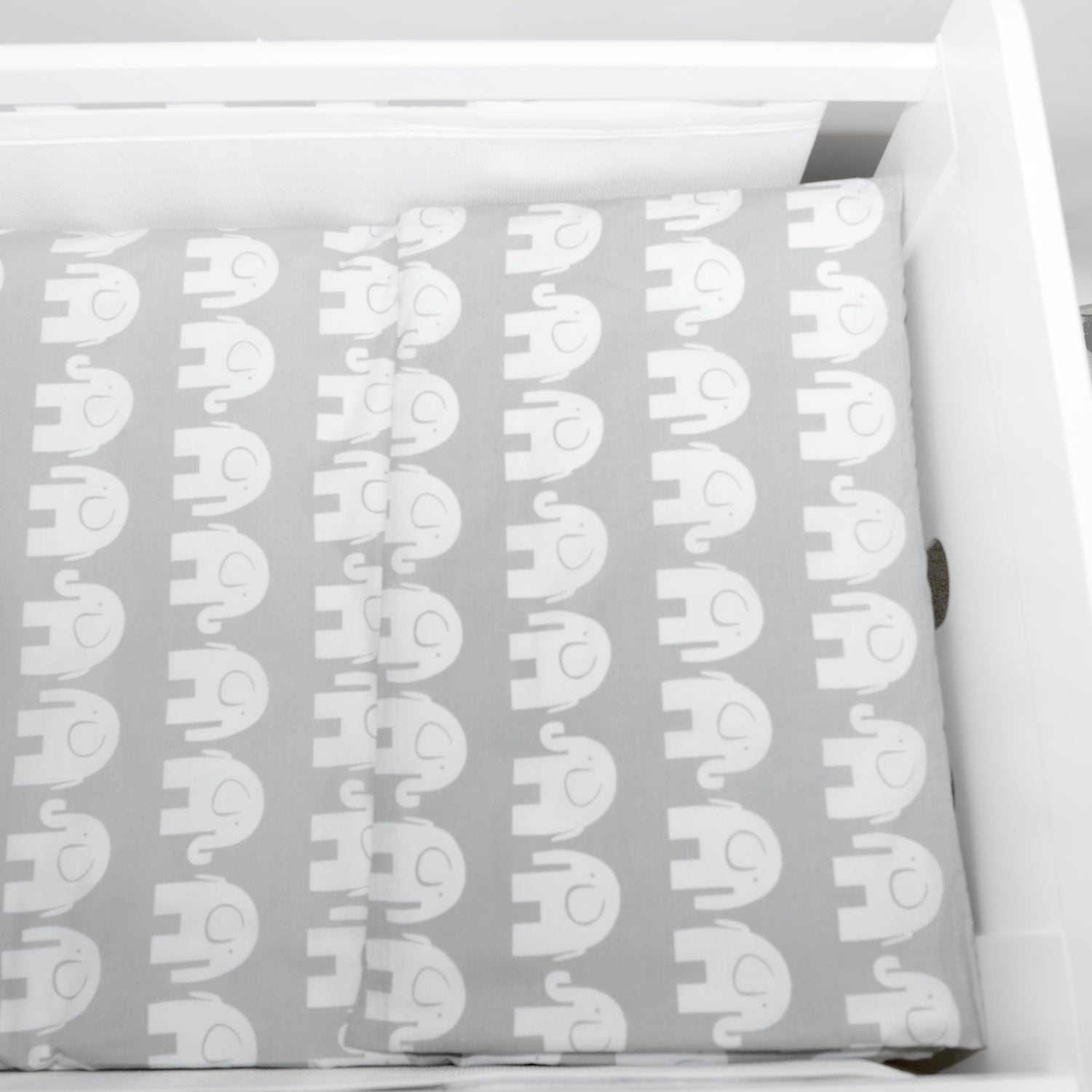 Baby Cot Bedding Set 6Pc Fit Cot 120x60cm Elephants Grey - MyHappy Baby