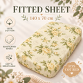 Baby Cot Bed fitted sheet 140 x 70 cm 100% Cotton - Peony Vanilla