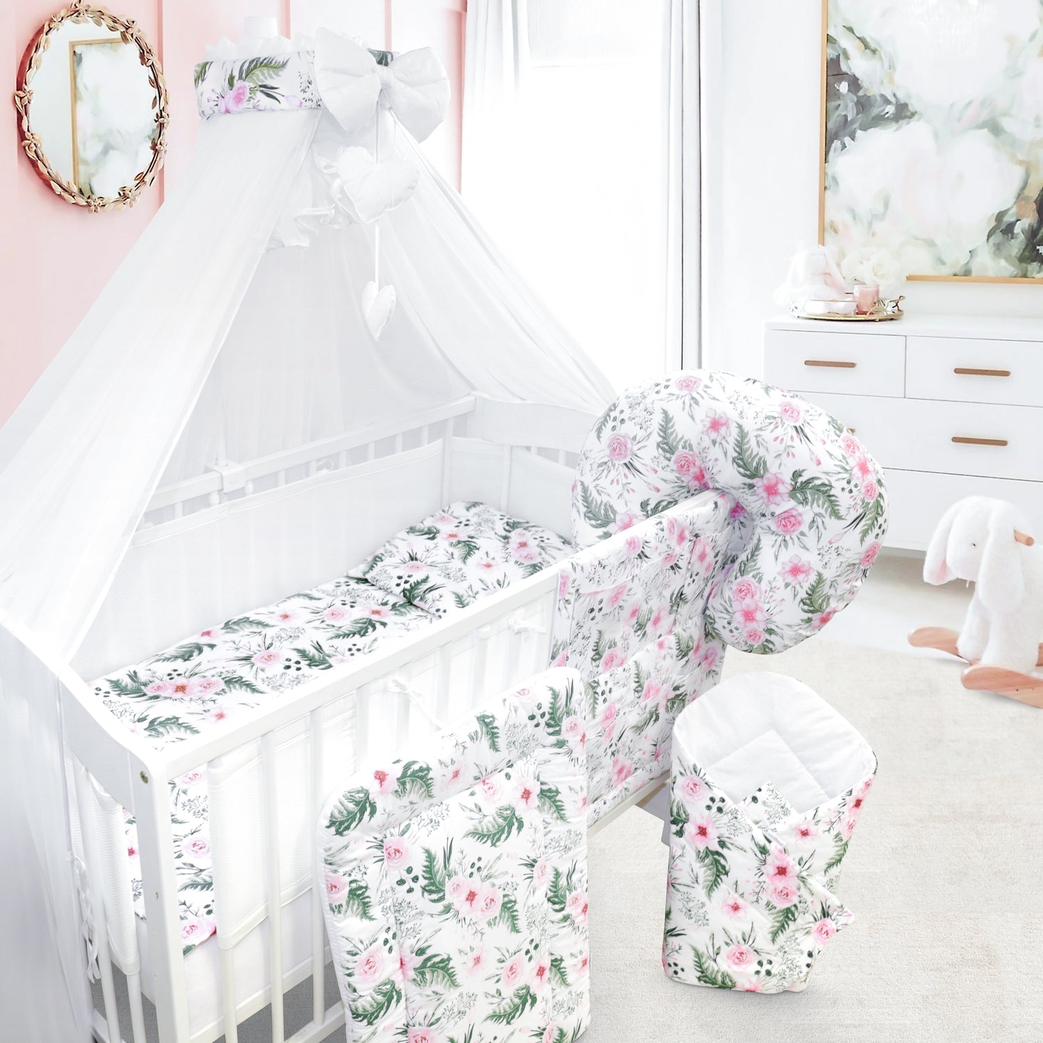 Baby Cot Bedding Set 14Pc Fit Cot 120x60cm Garden Flowers - MyHappy Baby