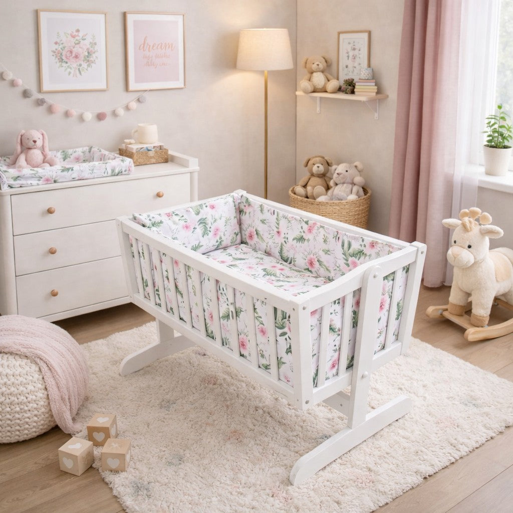 Baby 3Pc Bedding Set Pillow Case/Duvet Cover/Bumper Nursery 70x80cm Garden Flowers - MyHappy Baby