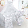 Baby Cotbed Bedding Set 14Pc Fit Cot 140x70 Grey Pink Stars