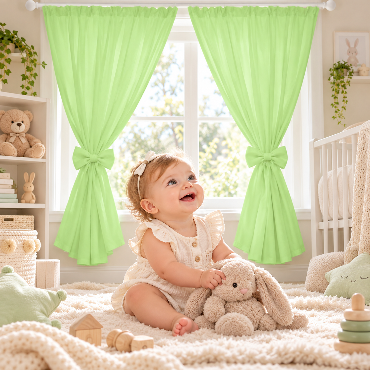 Nursery Curtains for Babies & Toddler's Bedroom Green