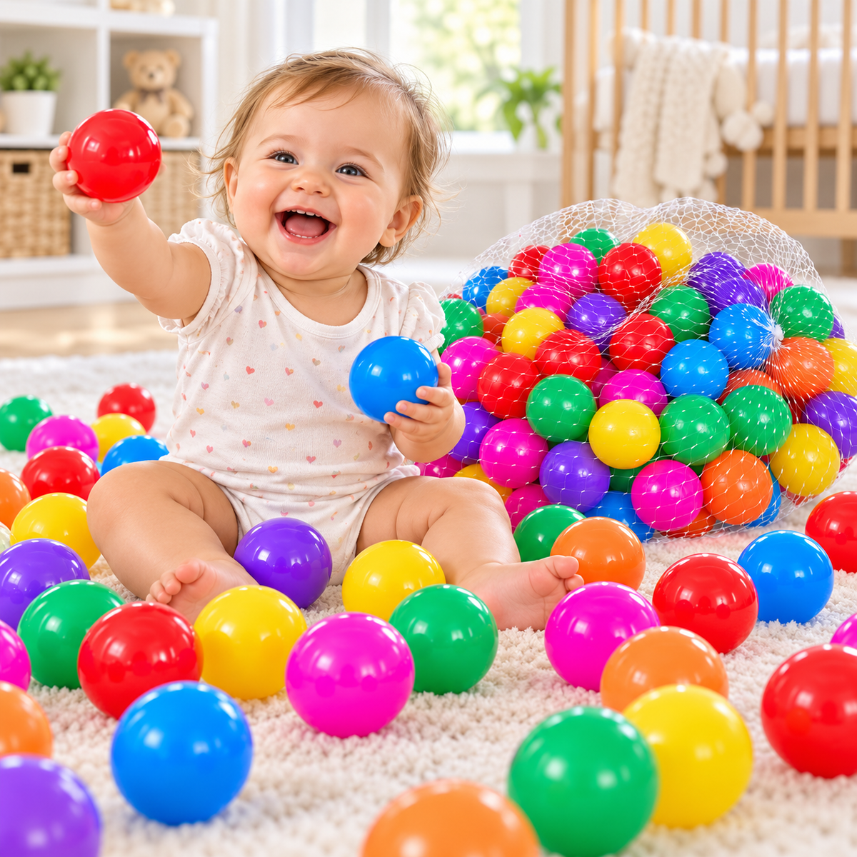 100 Plastic Balls for Foam Pool Non Toxic, Phthalate & BPA Free Indoor, Outdoor Toddler Baby Kids Girls Boys Play Round