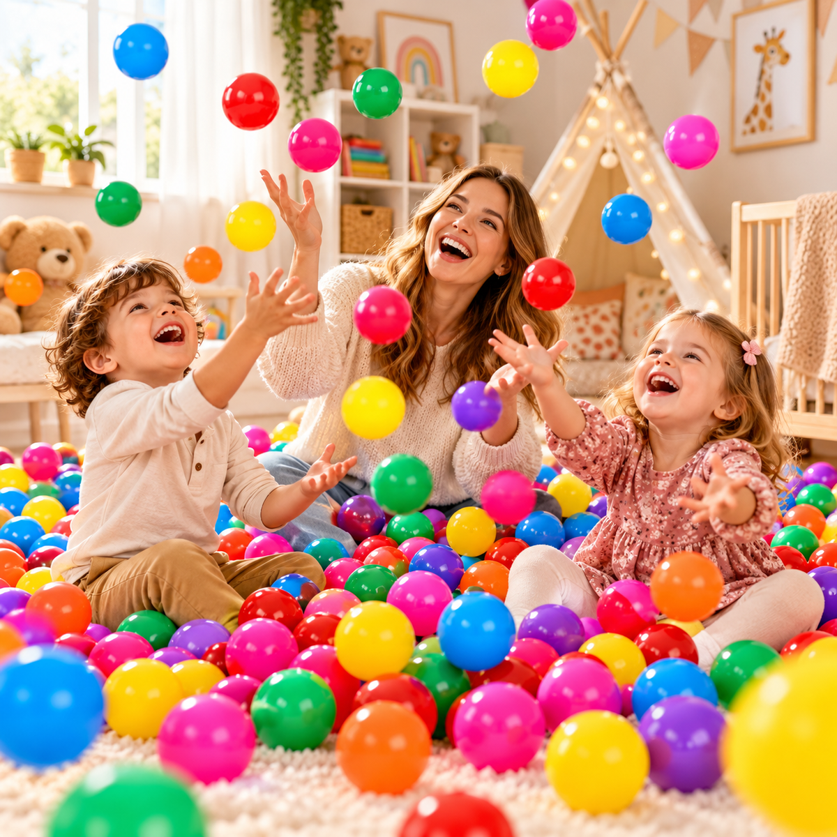 100 Plastic Balls for Foam Pool Non Toxic, Phthalate & BPA Free Indoor, Outdoor Toddler Baby Kids Girls Boys Play Round