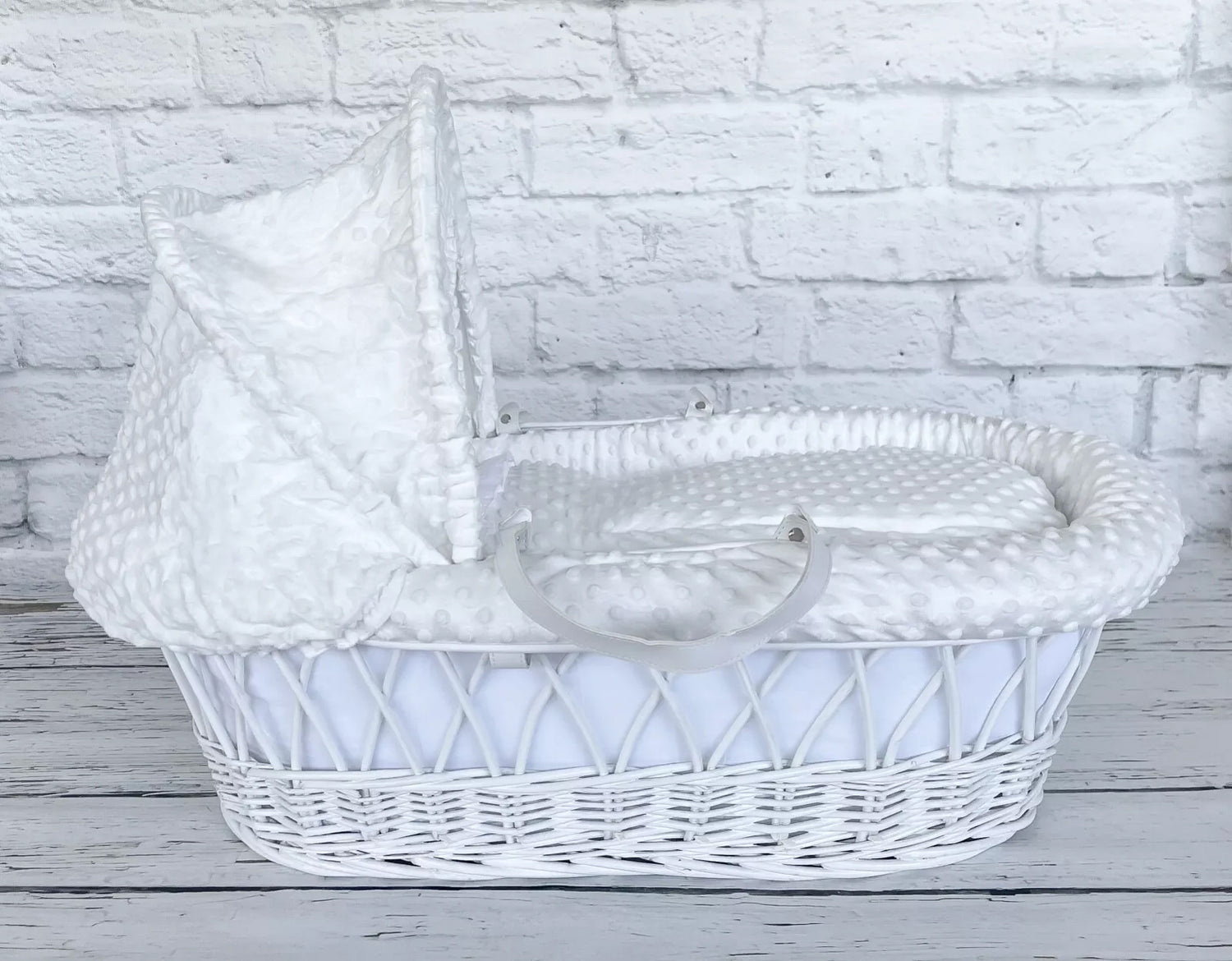 Luxury Moses Basket Padded White Wicker Baby Full Set - White - MyHappy Baby