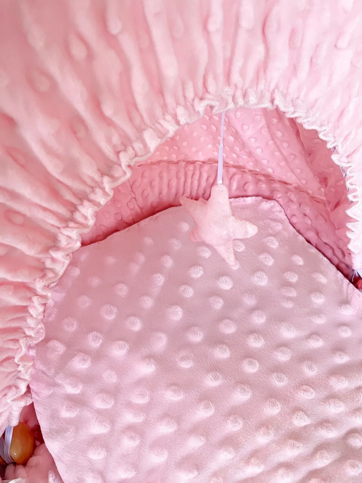 Luxury Moses Basket Padded White Wicker Baby Full Set -Pink