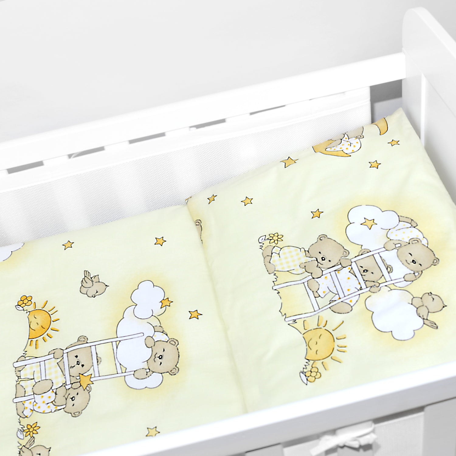 Baby Cot Bedding Set 3Pc Fit Cot 120x60cm Ladder Cream
