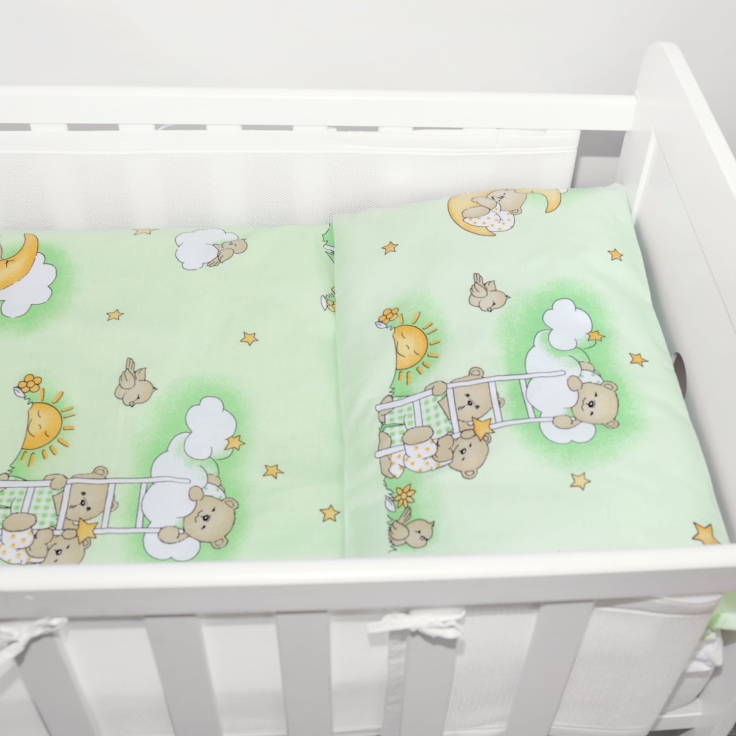 Baby Cot Bedding Set 5Pc Fit Cot 120x60cm Ladder Green