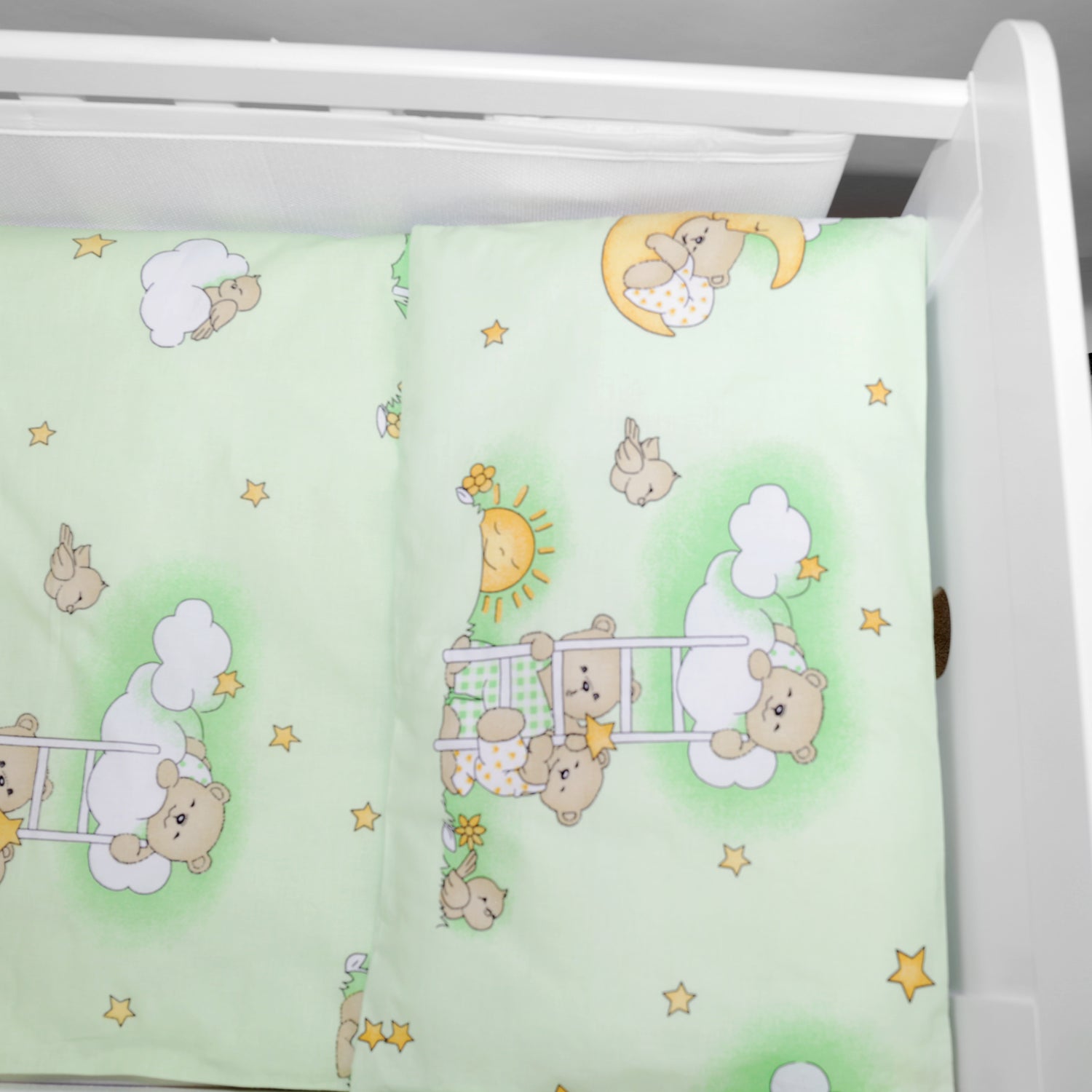 Baby Cot Bedding Set 5Pc Fit Cot 120x60cm Ladder Green