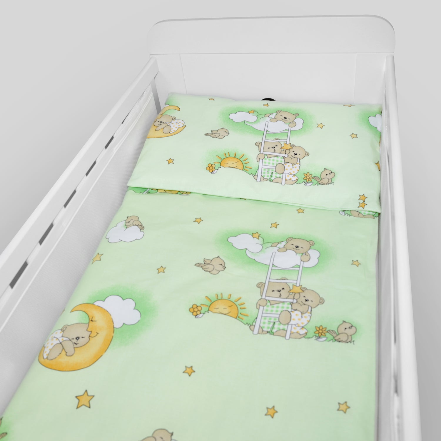 Baby Cot Bedding Set 5Pc Fit Cot 120x60cm Ladder Green