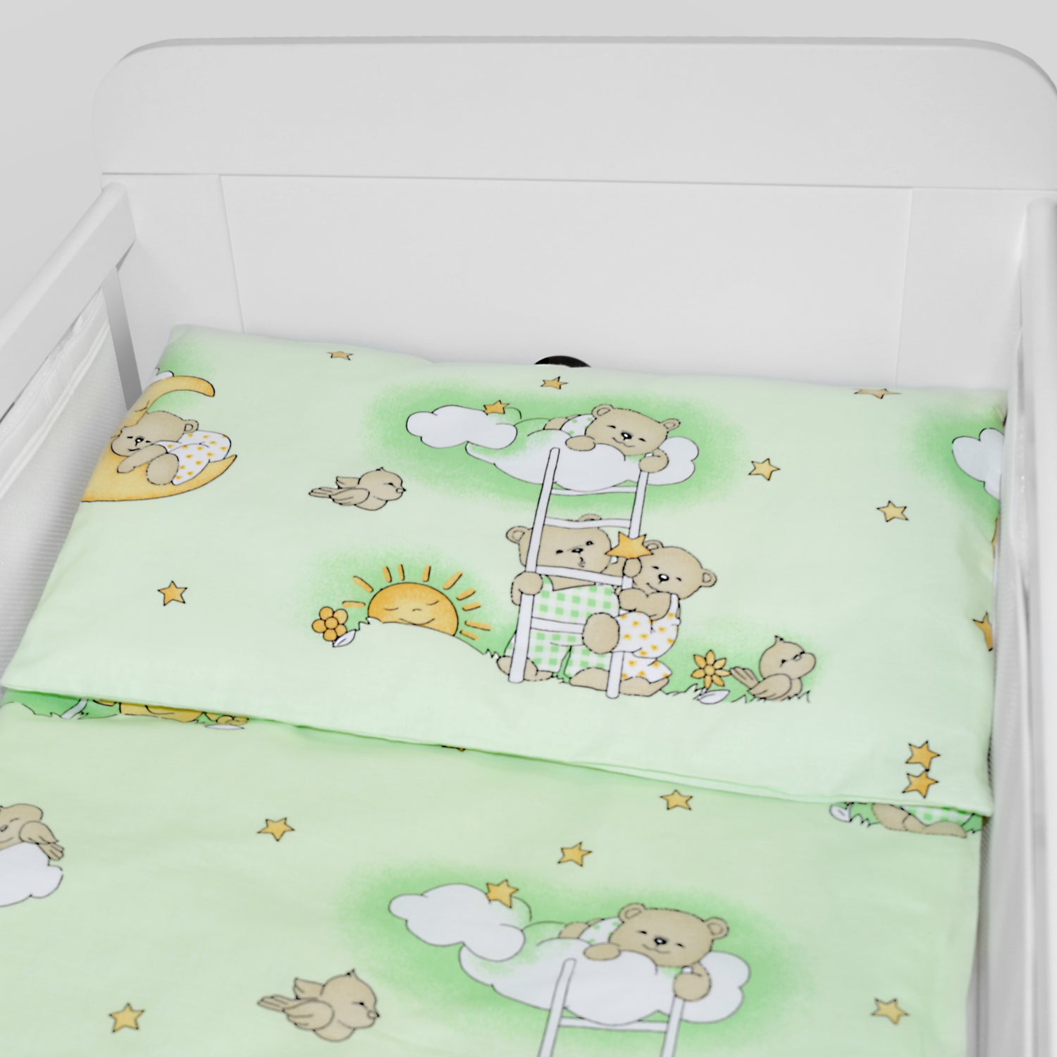 Baby Cot Bedding Set 5Pc Fit Cot 120x60cm Ladder Green