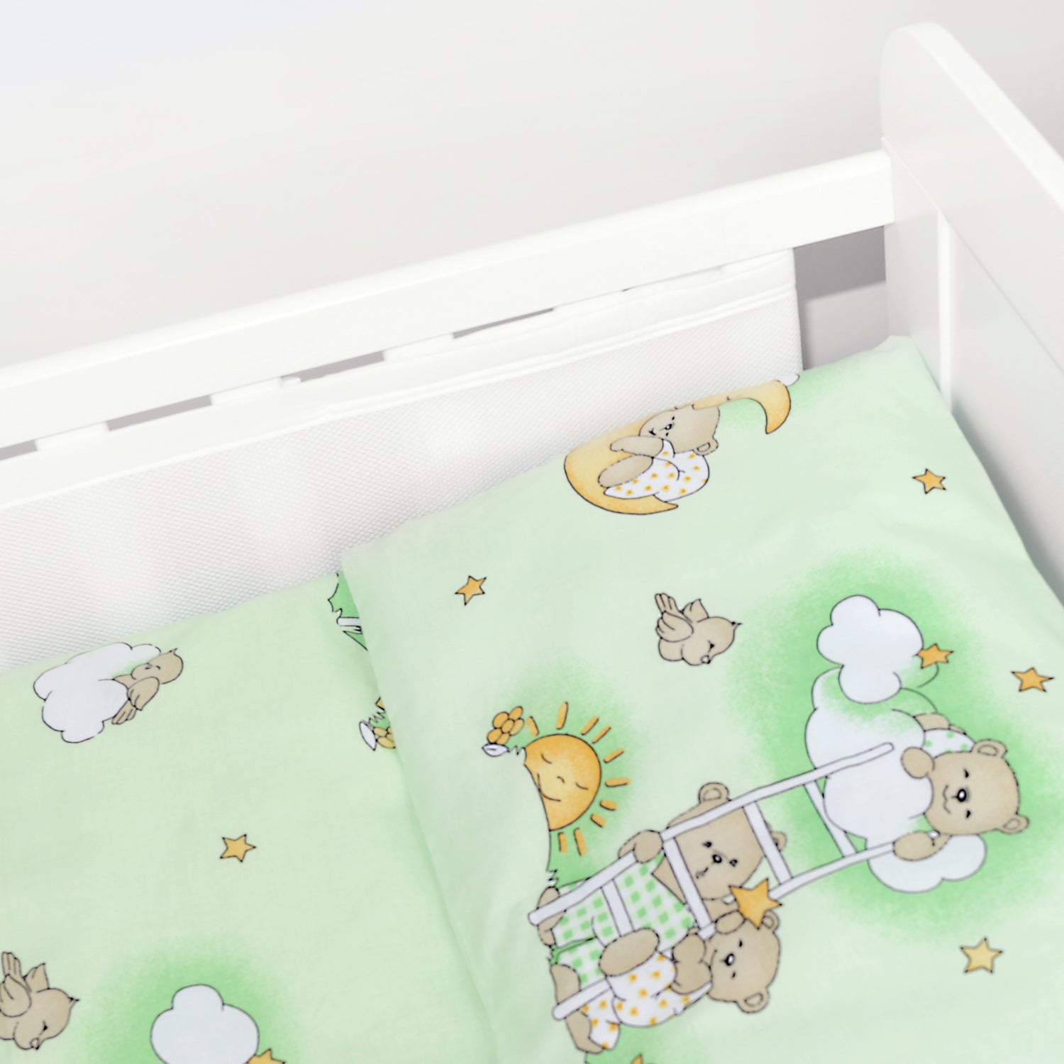 Baby Cot Bedding Set 5Pc Fit Cot 120x60cm Ladder Green