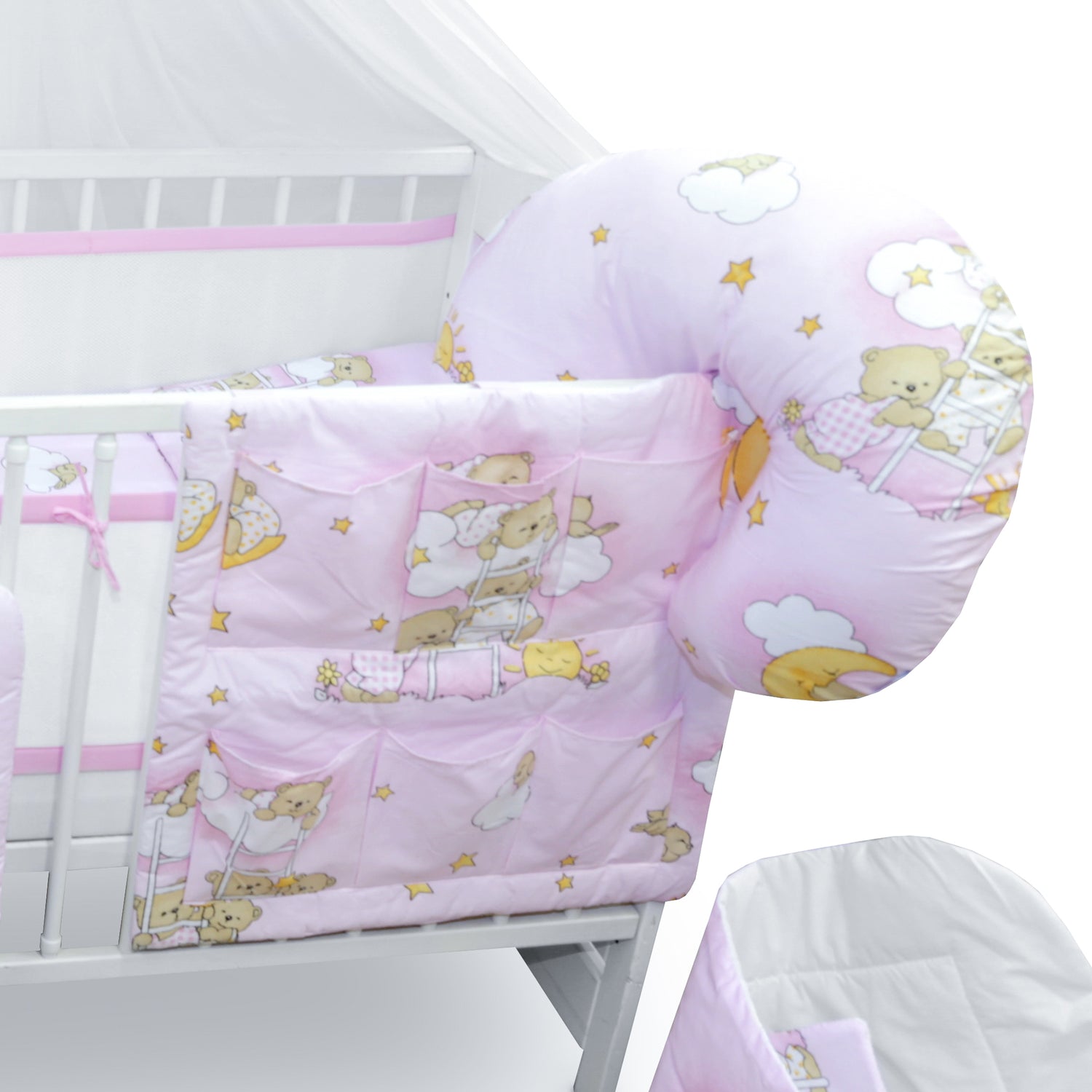 Baby Cotbed Bedding Set 14Pc Fit Cot 140x70 Ladder Pink