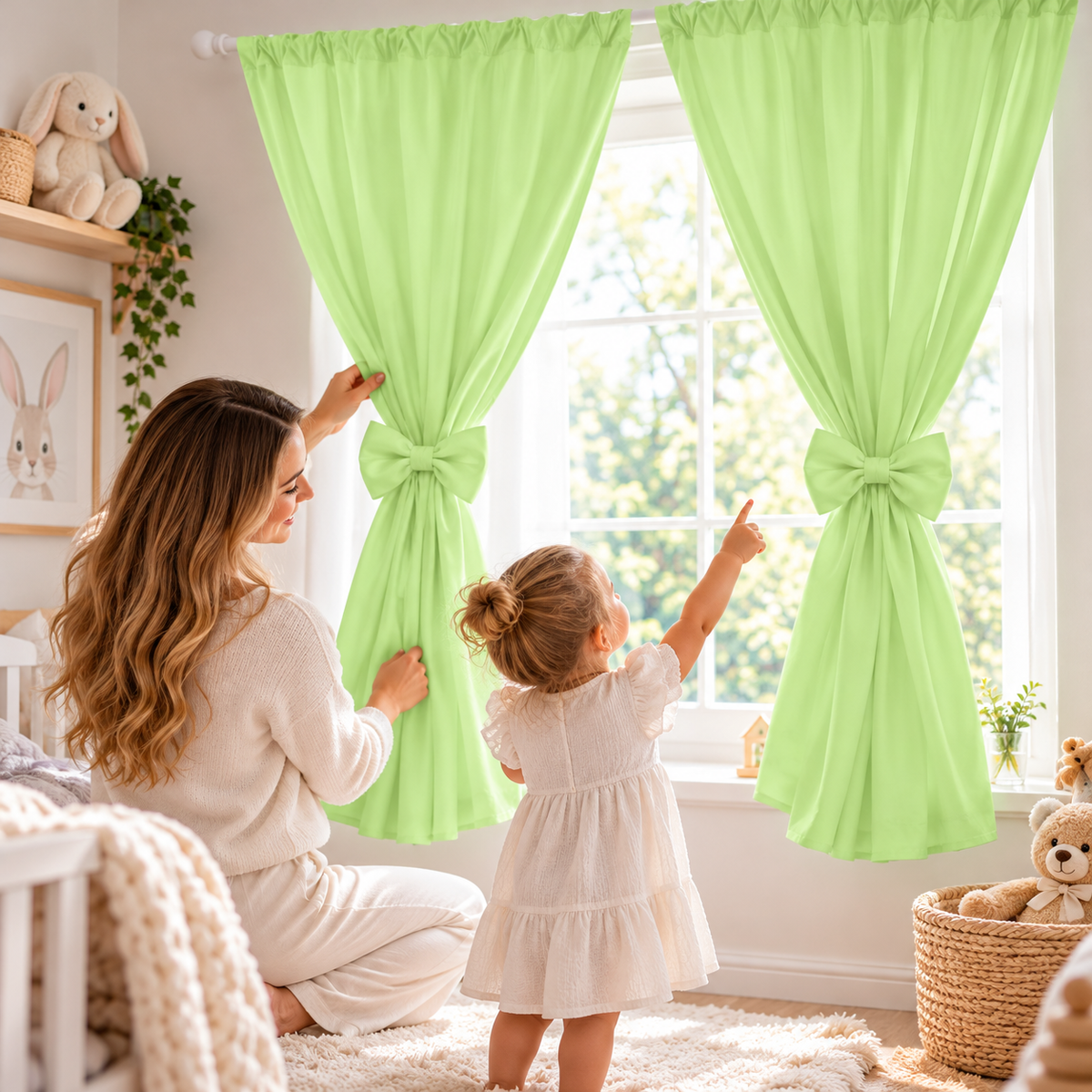 Nursery Curtains for Babies & Toddler's Bedroom Green