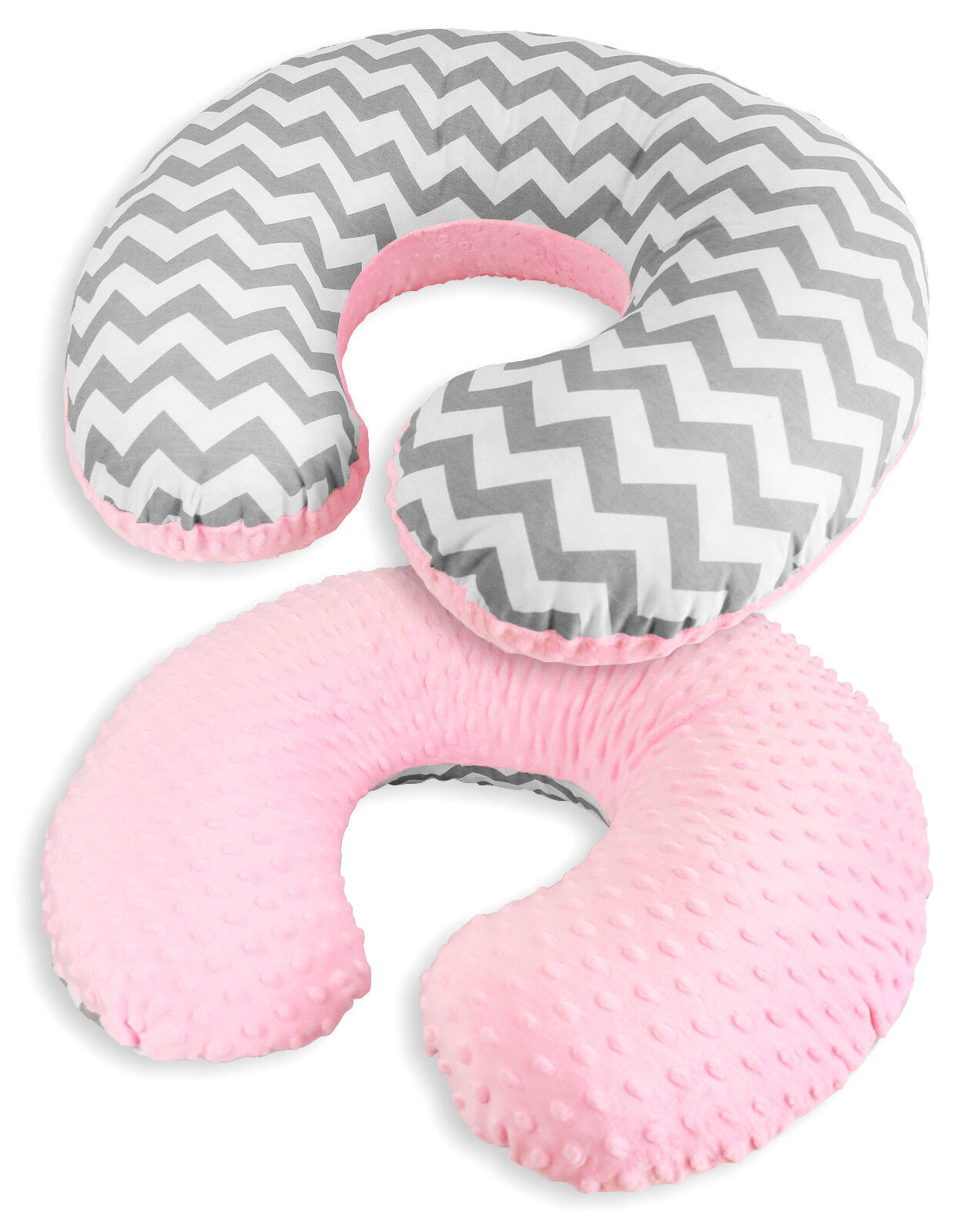 Baby Feeding Pillow Dimple Nursing Breastfeeding Pregnancy Pillow+Cover Pink/ zig zag