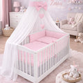 Baby Bedding Set 10Pc Fit Cot Bed 140x70cm Pink