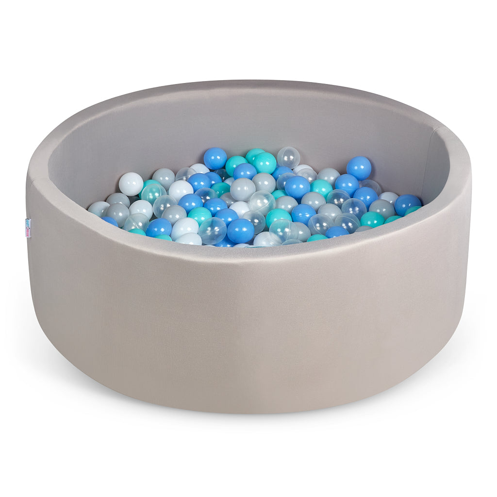 Pool Ball Pit with 200 Balls Soft Foam Toddler Baby Kids Girls Boys Play Round Pool Playpen Removable Cover- Grey
