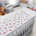 Baby Cot Bedding Set 6Pc Fit Cot 120x60cm Red Hearts
