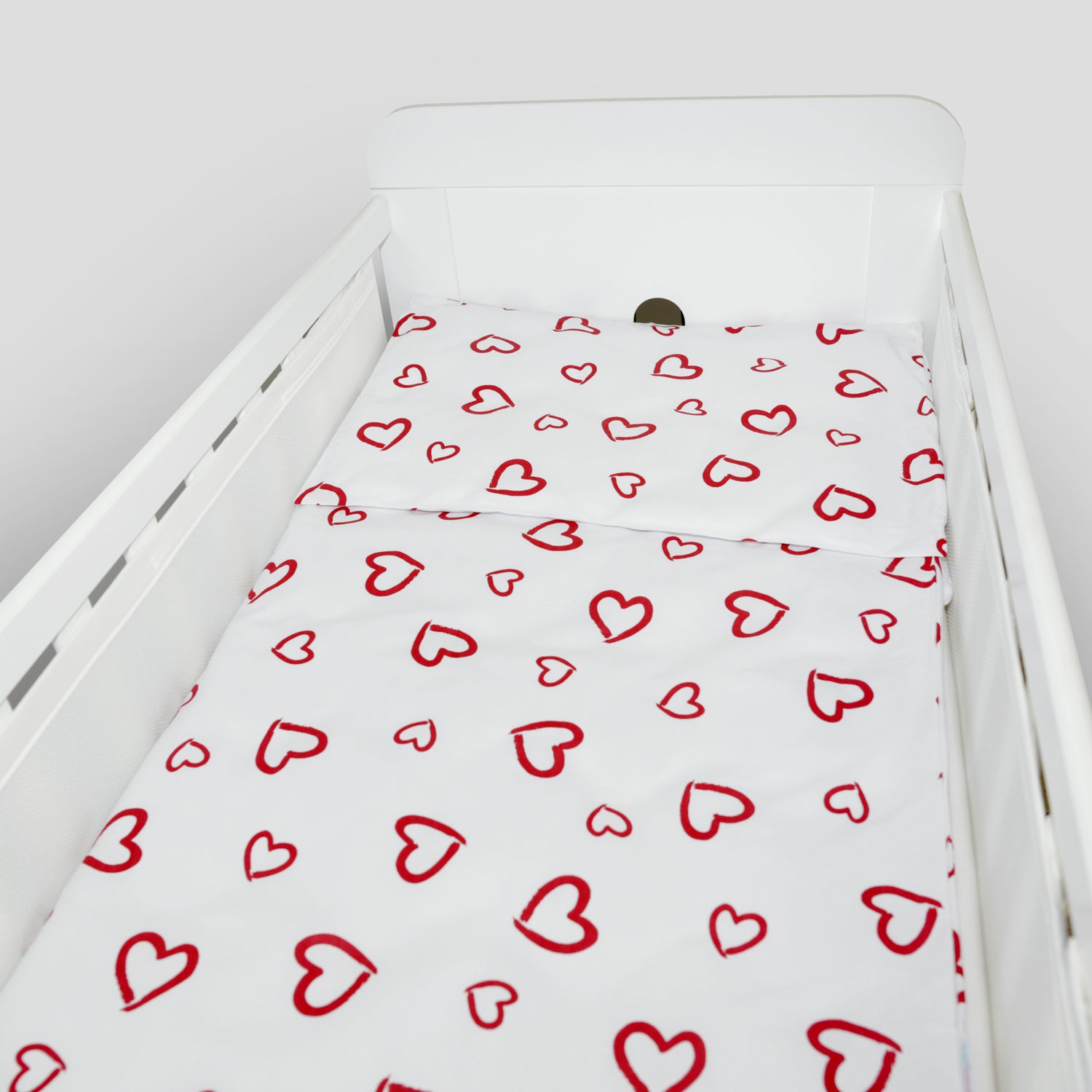 Baby Cot Bedding Set 3Pc Fit Cot 120x60cm Red Hearts