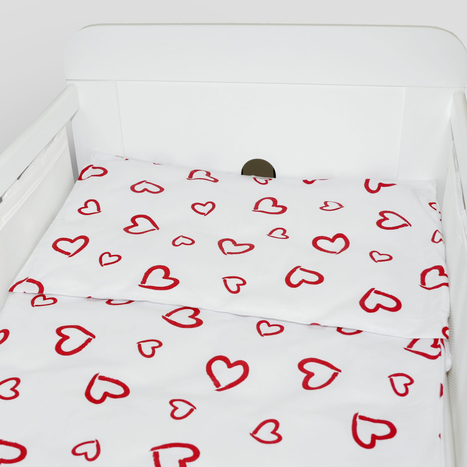 Baby Cot Bedding Set 3Pc Fit Cot 120x60cm Red Hearts