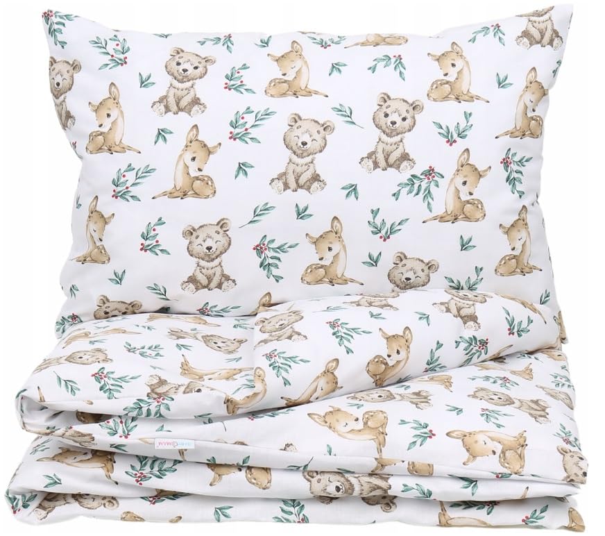 120x90 2Pc Baby Bedding Duvet Cover Set fit Cot Cotton Roe Deer and Bear