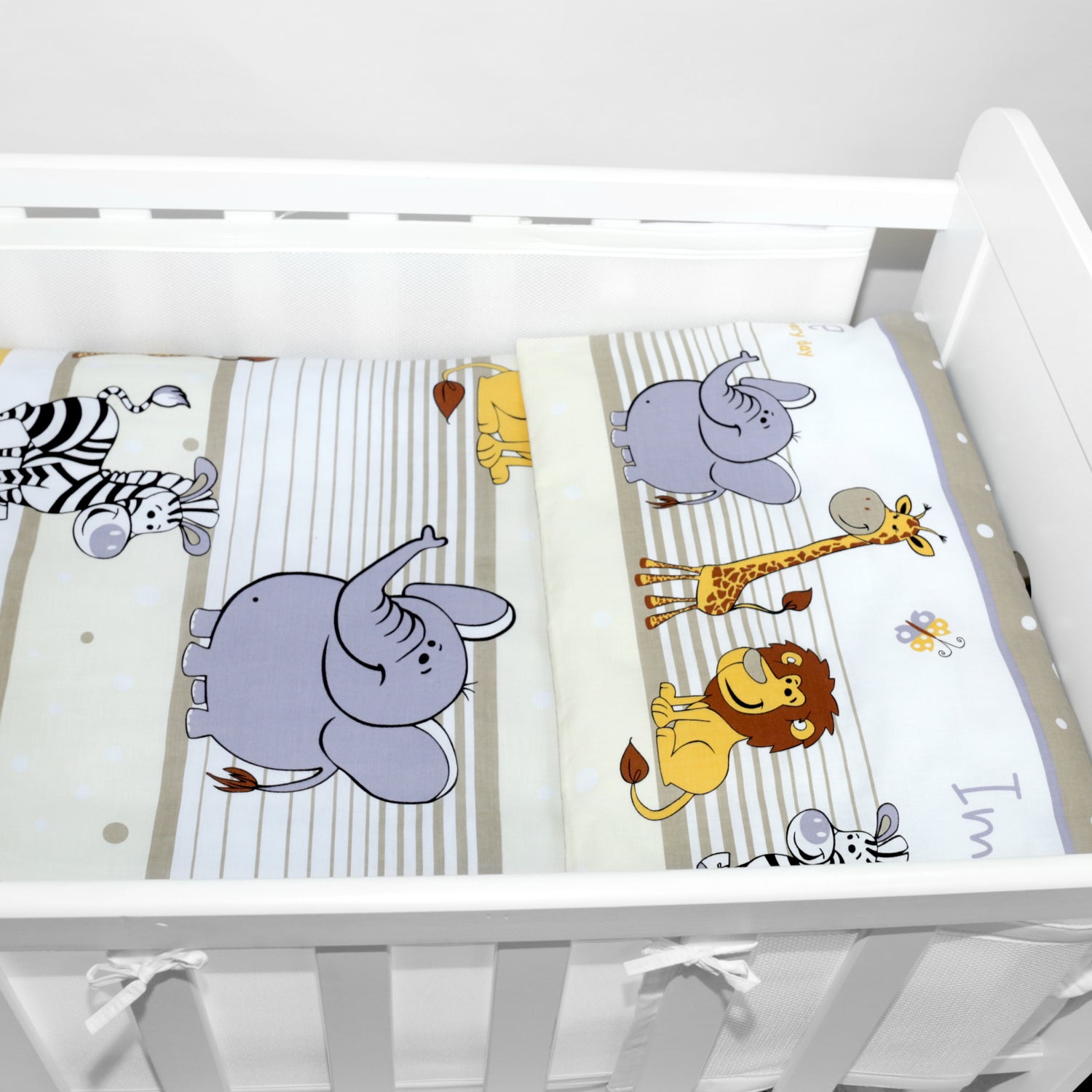 Baby Cot Bedding Set 6Pc Fit Cot 120x60cm Safari Beige
