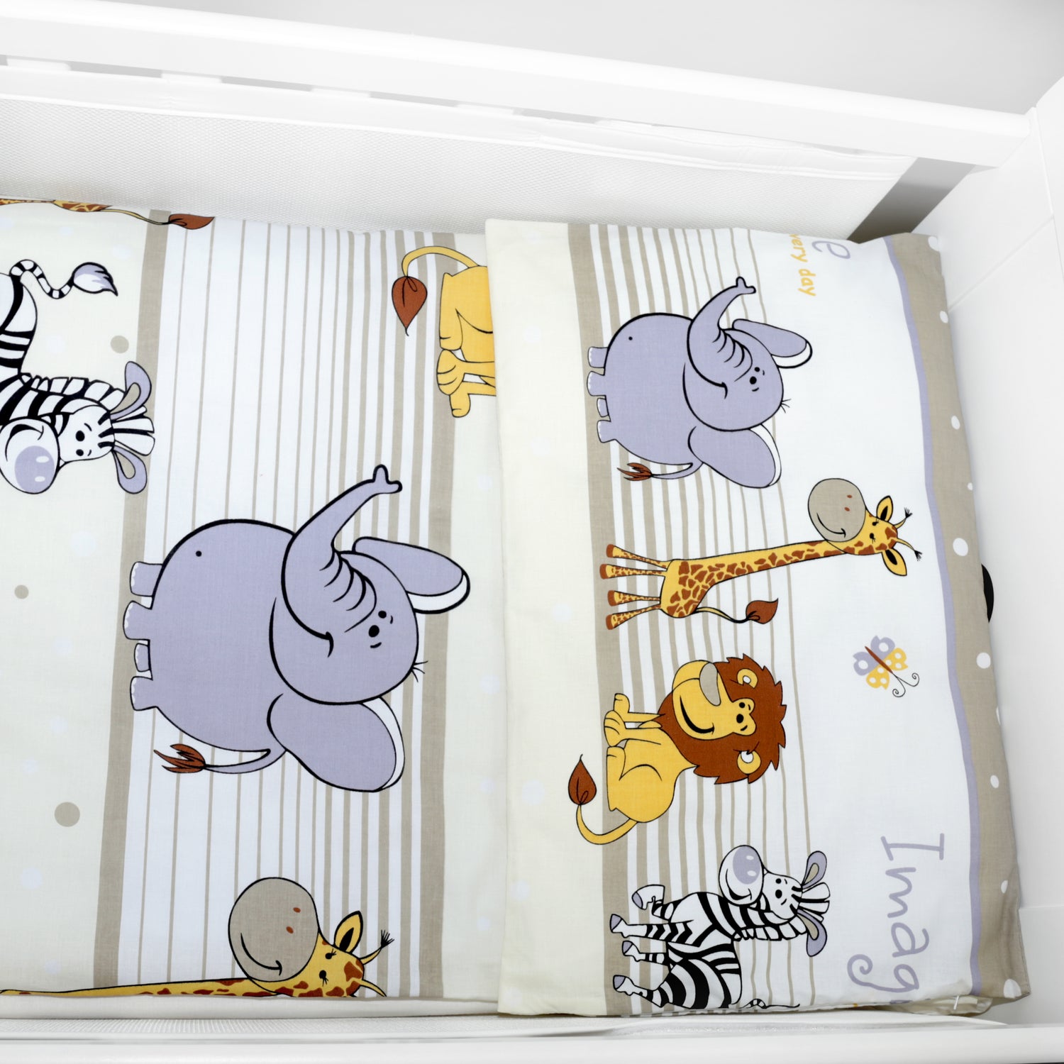 Baby Cot Bedding Set 5Pc Fit Cot 120x60cm Safari Beige