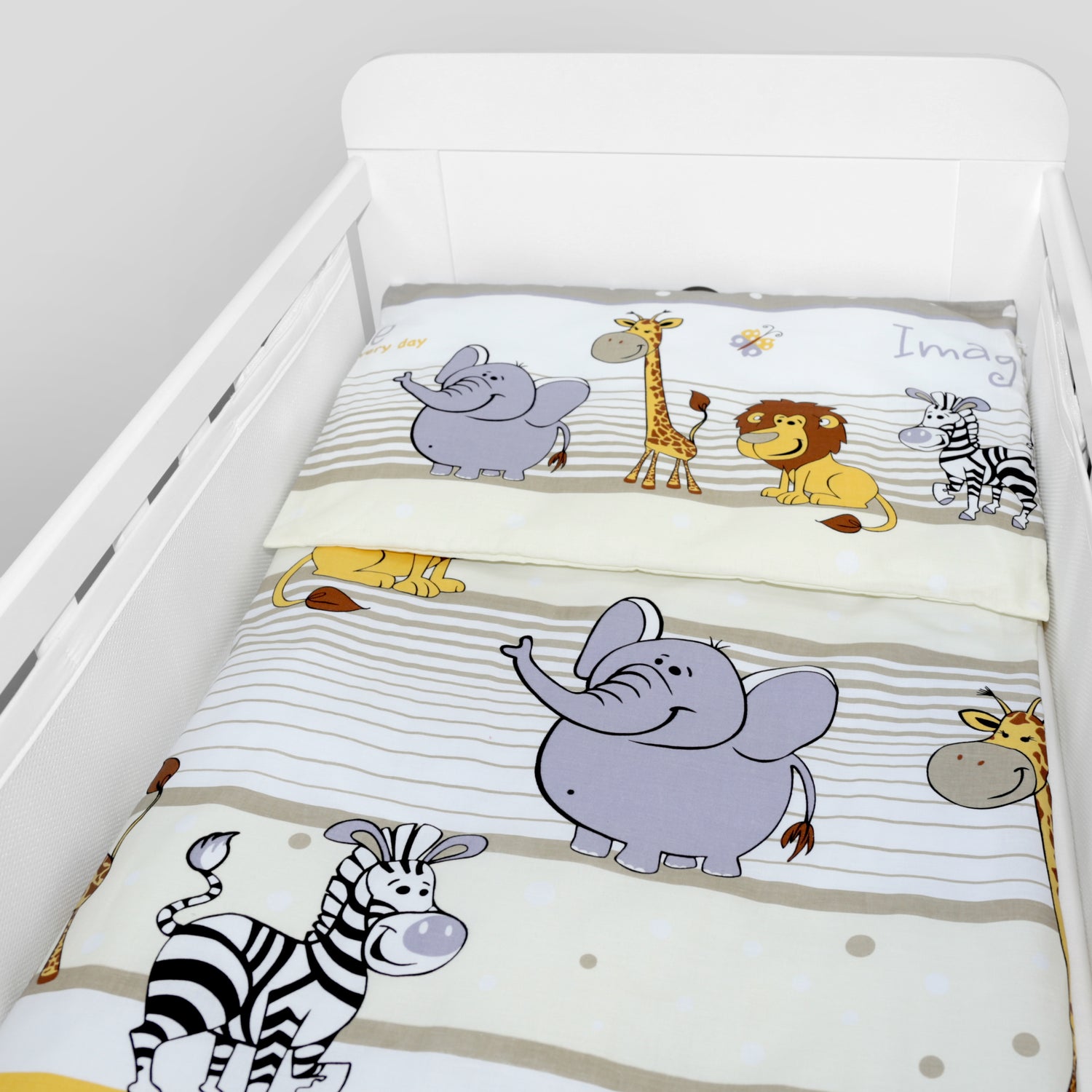 Baby Cot Bedding Set 5Pc Fit Cot 120x60cm Safari Beige
